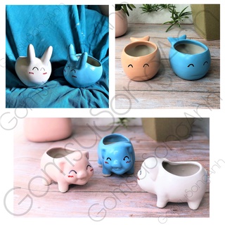 Chậu gốm trồng cây mini Bát Tràng hình con giống