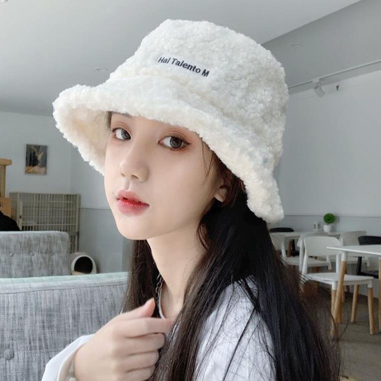 Mũ lông chiên bucket retro thời trang hàn quốc mũ lông cừu nữ mềm giữ ấm thu đông ulzzang