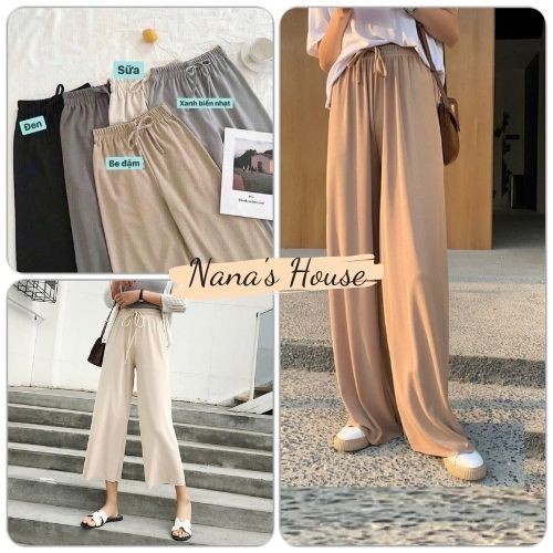 Quần Culottes Thun Tăm Ống Suông  Nana's House - FREESHIP  Quần thun nữ dáng dài hack chiều cao ống suông