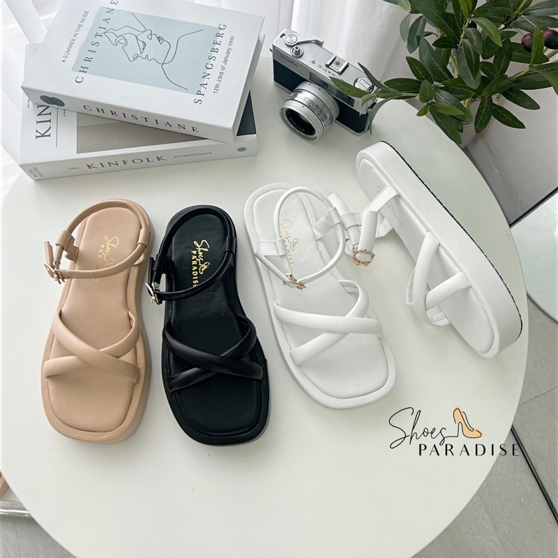 Giày sandal nữ chéo ulzzang đế xuồng trơn 3p chéo đế cao nữ Shoes Paradise SD011