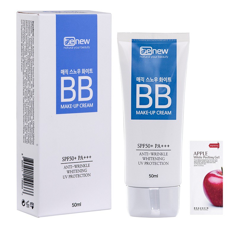 Kem nền đa chức năng 3in1 siêu mịn trắng da BB Cream Magic Benew Hàn 50ml/ Hộp Và 1 tẩy da chết Beauskin 3ml/Gói