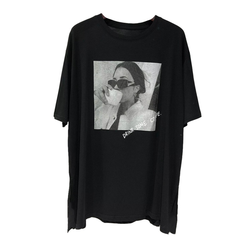 Áo Thun Ngắn Tay Cổ Tròn In Họa Tiết Phong Cách Retro Đơn Giản Và Hàn Quốc Cho Nữ