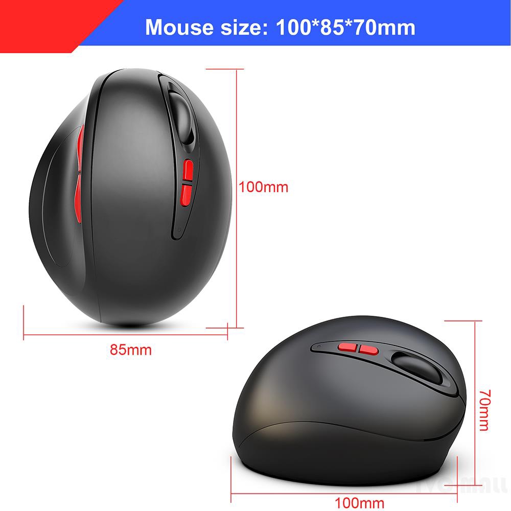 HXSJ 2.4G Wireless Prevention Ergonomic Black Vertical Mouse