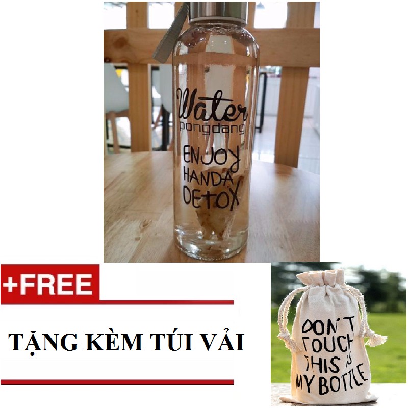 ❤️ Bình nước thủy tinh PongDang cao cấp 500ml có dây tiện dụng tặng kèm túi vải ❤️