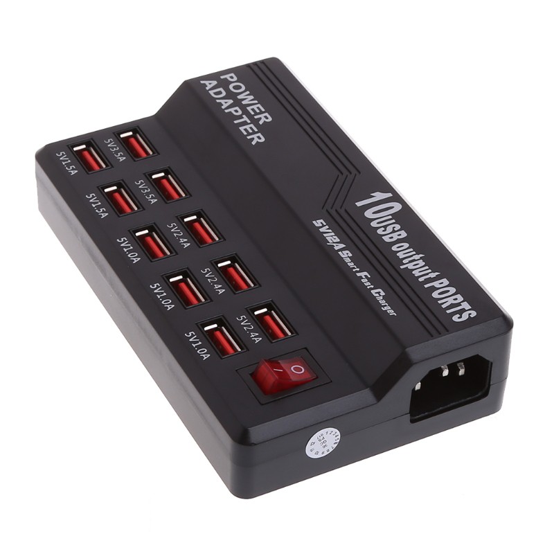 Ổ cắm sạc 10 cổng USB tiện lợi khi đi du lịch
