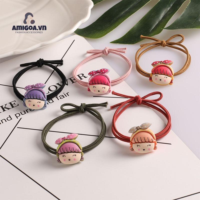 ✨✨Dây thun cột tóc thoải mái gắn hình hoạt hình nhiều màu thời trang Hàn Quốc