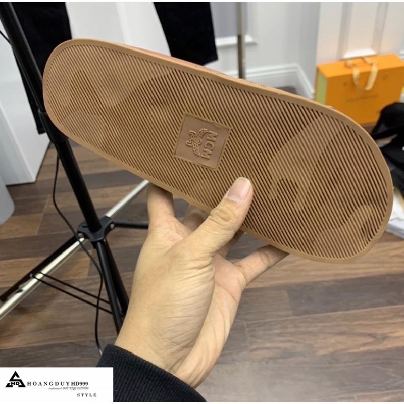 Dép lê nam quai ngang in hình MCM kèm ảnh thật - Dép nam quai da sần chất đẹp