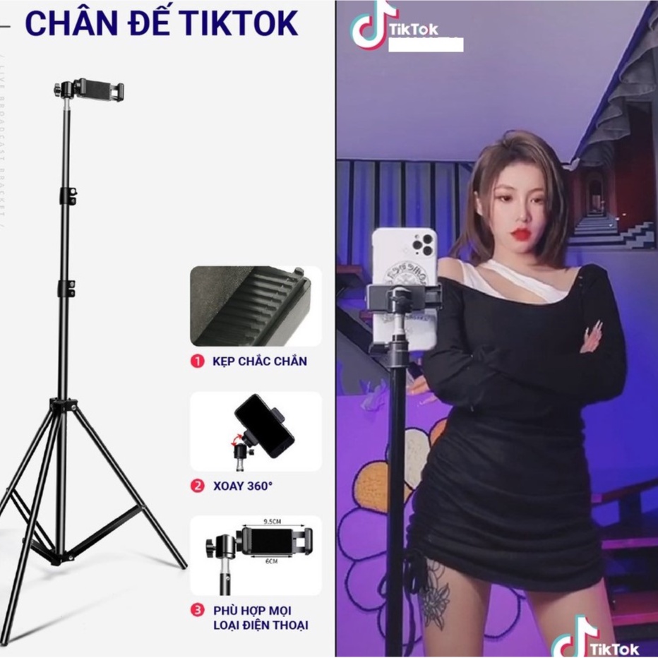 Giá Đỡ Điện Thoại - Tripod Quay TikTok Chân Đèn Livestream 2m1 + Điều Khiển Bền Đẹp Chắc Chắn Triệu View