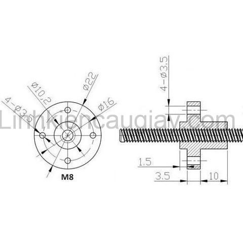 Đai Ốc Vít Me [Bước 2/8mm] Lỗ 8mm