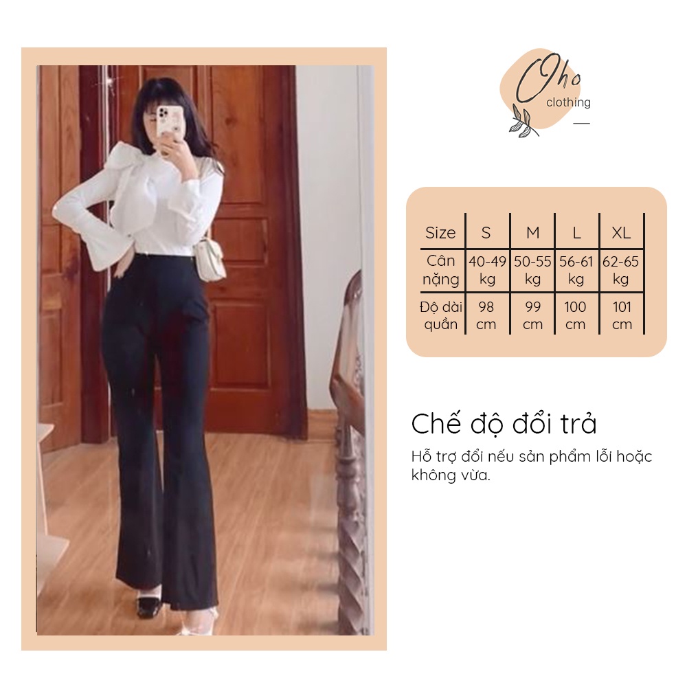 Quần ống loe nhẹ nữ cạp cao siêu hack dáng legging dáng dài đen cá tính VENUSA Q001