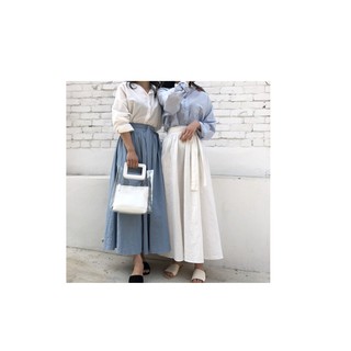 [ORDER] Chân váy dài form xòe linen cột eo V062