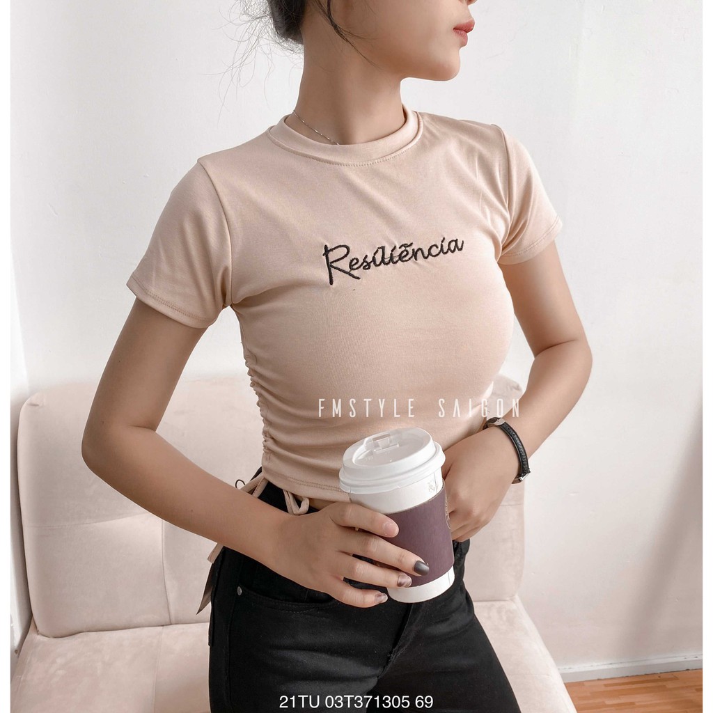 Áo thun tay ngắn VM STYLE rút hai bên in HOPE ulzzang 22ATU03T373101