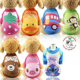 ÁO NỈ HOẠT HÌNH HỌA TIẾT 2 CHÂN CHO CHÓ MÈO - QUẦN ÁO CHÓ MÈO