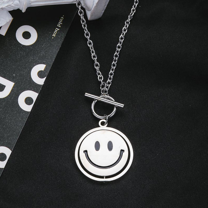 Dây Chuyền Thép Titan Mặt Hình Mặt Cười Hai Mặt Xoay Được 19721 Hợp Thời Trang Phong Cách Hiphop