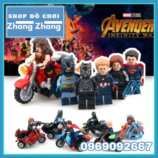 Đồ chơi Xếp hình Batman Superman - Captain American- Wonder Woman tặng kèm xe Motorcycle Minifigures Decool 7008 7013
