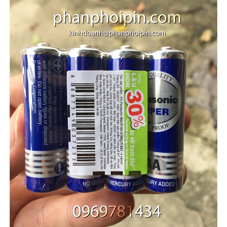 Chính hãng pin đũa AA Hyper Panasonic cho đồ chơi,đồng hồ,đồ điện gia đình (R6UT/4S)