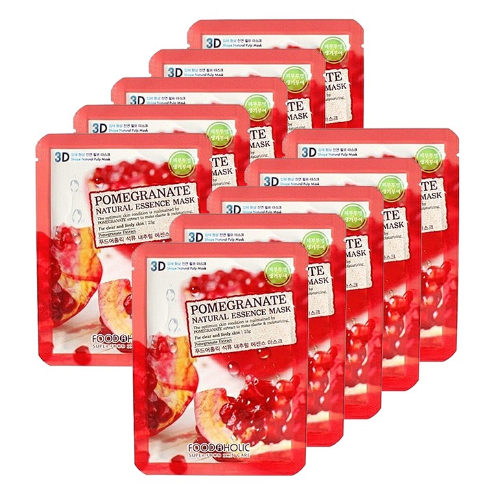 Mặt Nạ 3D Dưỡng Da Chiết Xuất Lựu Đỏ FoodAHolic Pomegranate Mask 23g - 1 BICH 10 GÓI