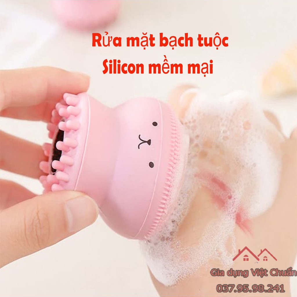 miếng rửa mặt silicon massage mặt bạch tuộc hàn quốc dùng mềm dễ chịu cho da rửa cực sạch sk328