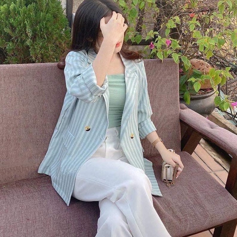 áo blazer nữ kẻ sọc 2 màu kiểu hàn quốc | BigBuy360 - bigbuy360.vn