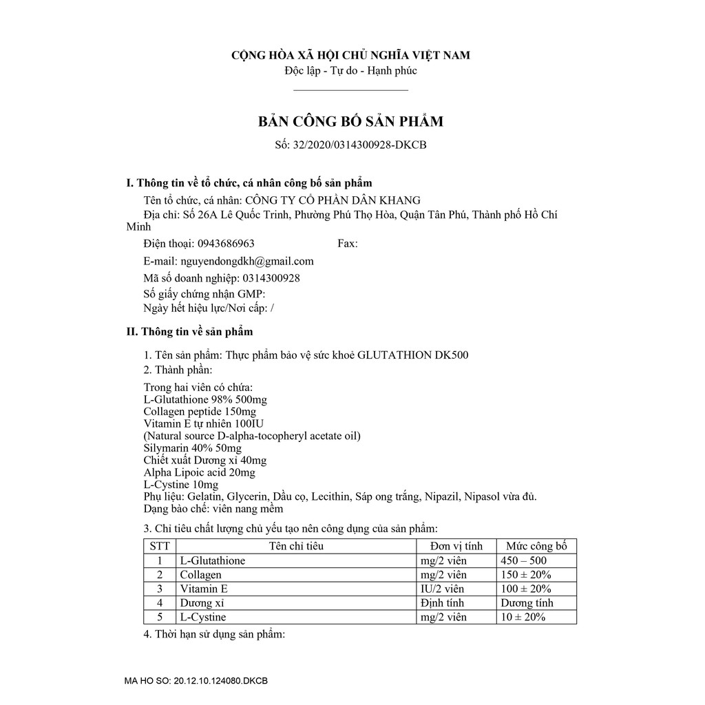 Viên Uống Hỗ Trợ Chống Oxy Hóa, Ngăn Ngừa Lão Hóa Và Làm Đẹp Da Glutathion DK500 | BigBuy360 - bigbuy360.vn