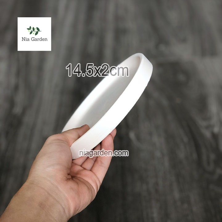 Dĩa lót đất nung trắng tròn 14.5cm