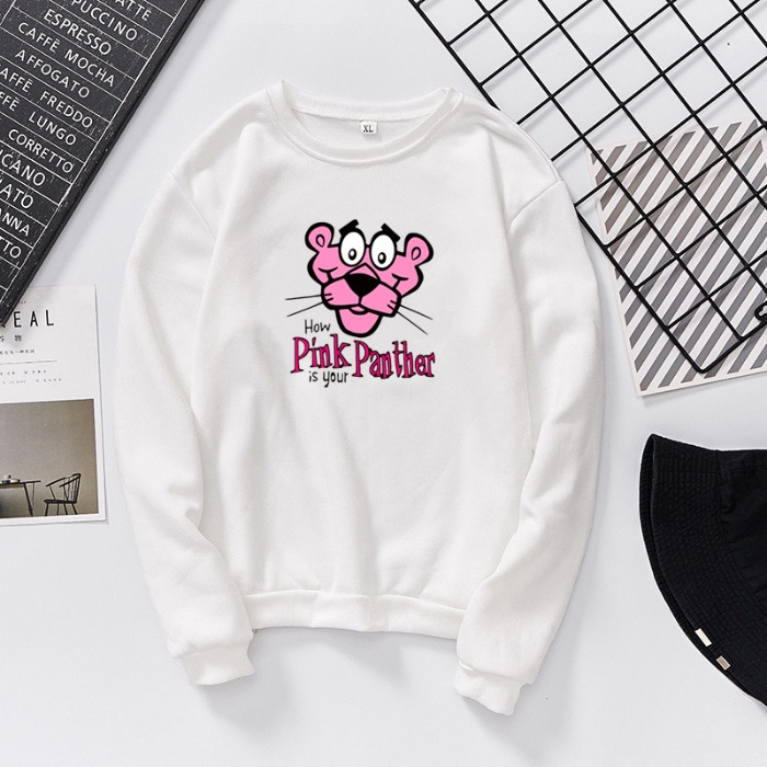 Top/T-shirt/ Women's clothes,Pink Leopard Head,Crew Neck,Long Sleeve,Polyester,Plus Velvet,White,Red,etc,Size S-3XL【YXC】