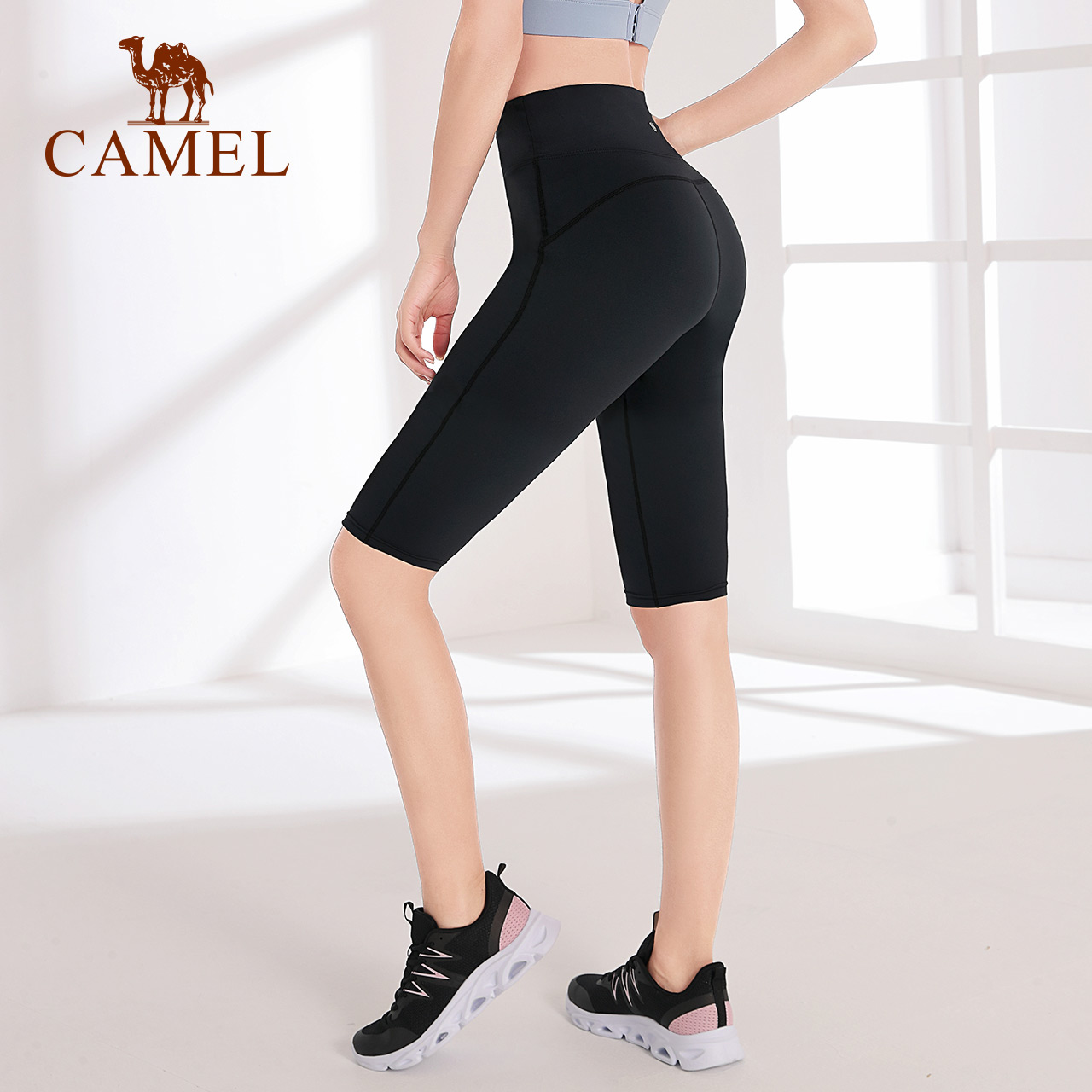 Quần thun CAMEL dài năm tấc mỏng ôm dáng phong cách đơn giản cho nữ