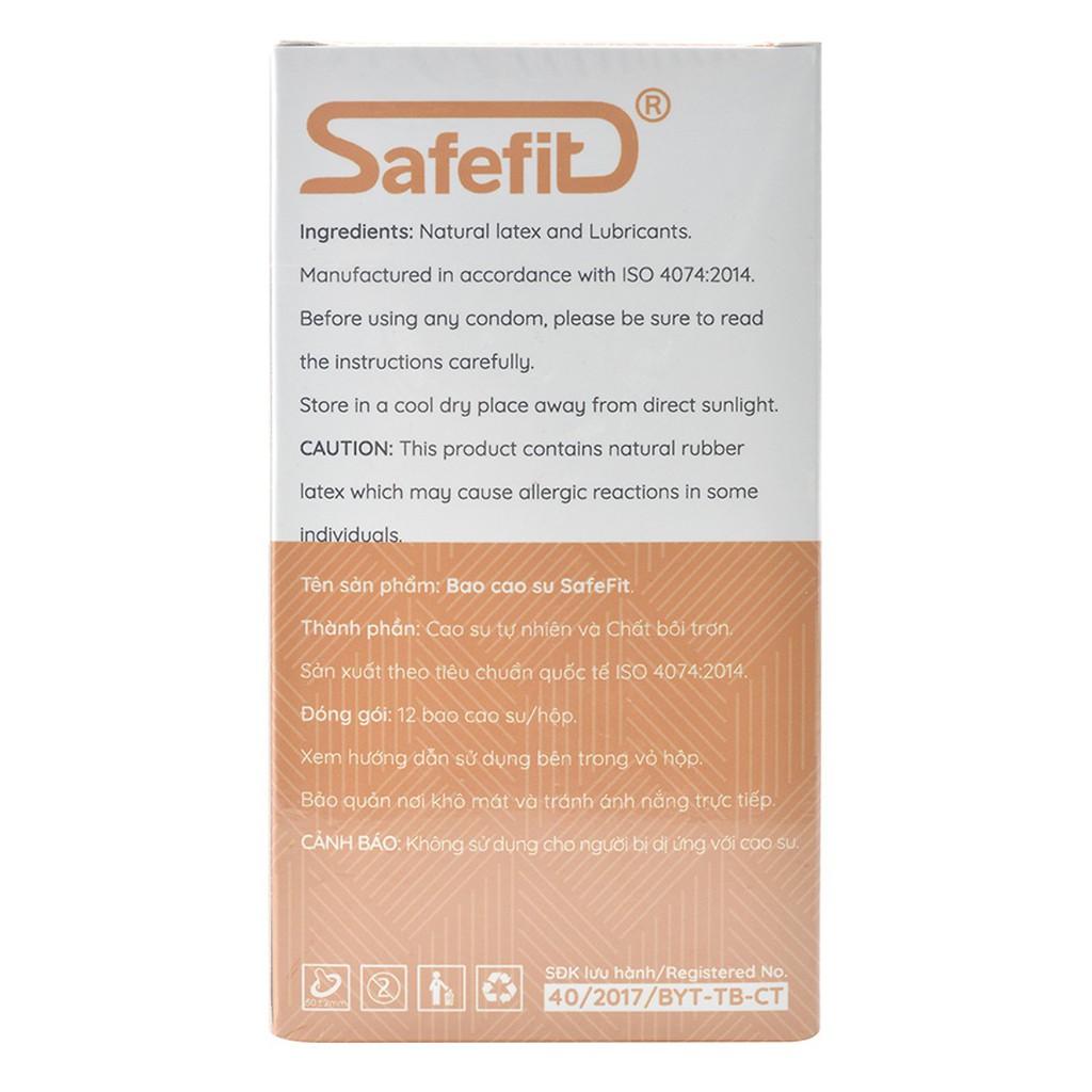 Bao cao su SafeFit Smooth hộp 3 cái hoặc hộp 12 cái