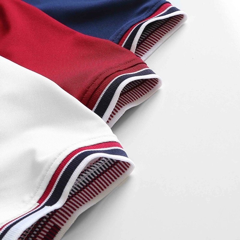 ÁO THUN NAM CÁ SẤU CỔ BẺ PHỐI VIỀN SỌC KẺ