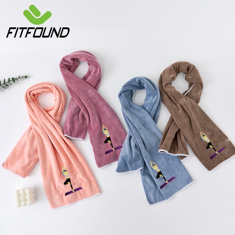 Khăn Vải Cotton Thể Thao Tập Gym Yoga Pilates Lau Thấm Mồ Hôi Thêu Hình Cô Gái
