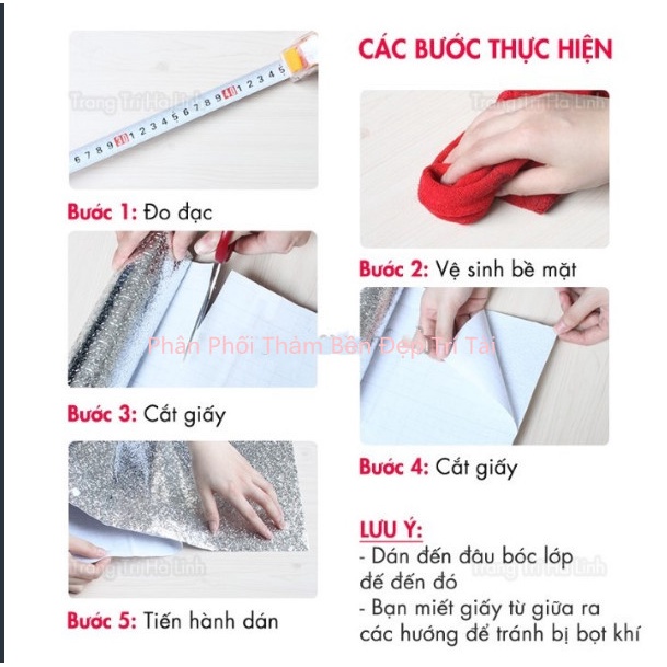 [Chính hãng] Giấy Bạc Dán Nhà Bếp - Cuộn 60CM X 3m  decal giấy dán bếp tráng nhôm cách nhiệtTRÍ TÀI VIỆT NAM