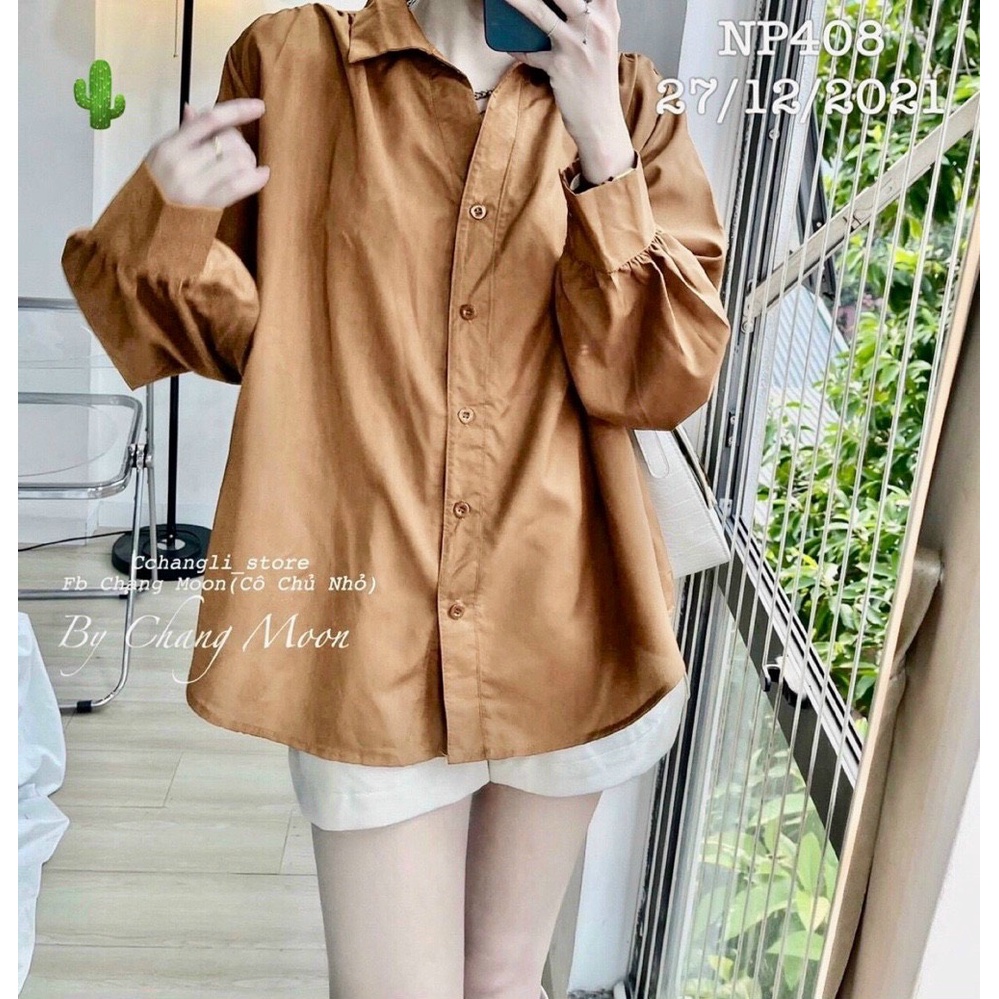 Áo sơ mi xinh form rộng kèm khăn buộc cổ dễ thương pc