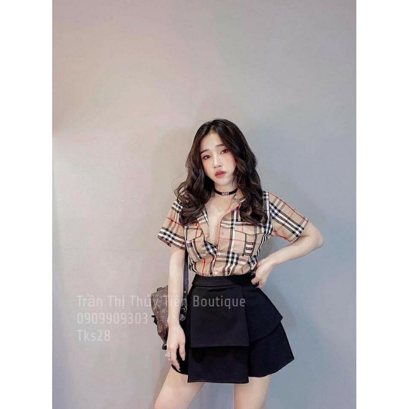 Áo sơ mi tay ngắn sọc BB cổ bẻ cao cấp🆕