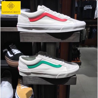 (Full Box) Giày Vans Style Old Skool Trắng Vạch Đỏ