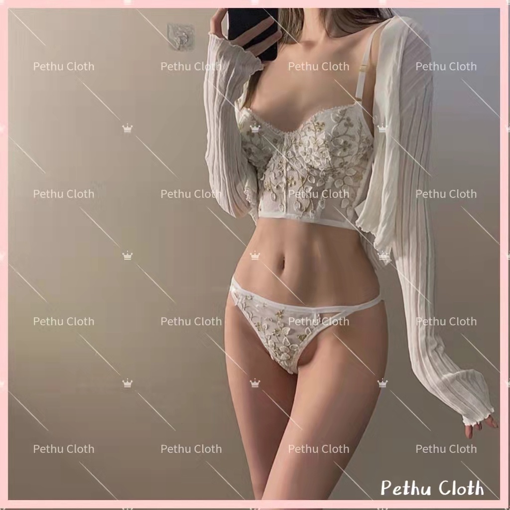 ( Q1,HCM）Sexy Đồ Ngủ nữHàn Quốc Bralette Cạp Dây Chéo y Chất Tăm Mềm Mịn Cao Cấp Lacy---A02