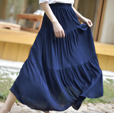 Chân Váy Cotton Lanh Dài Họa Tiết Hoa Nữ Tính | BigBuy360 - bigbuy360.vn