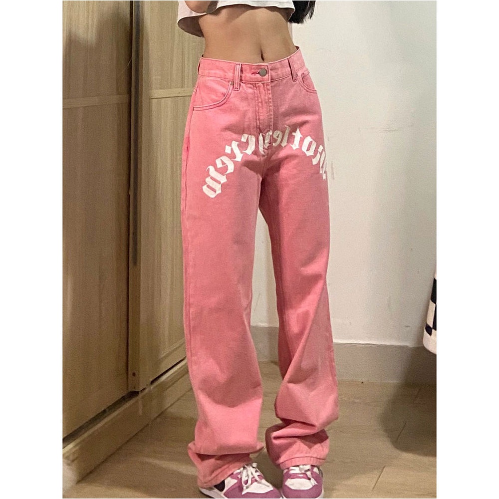 Quần Jean Dài Lưng Cao Ống Suông Thời Trang Xuân Thu Mới Cho Nữ