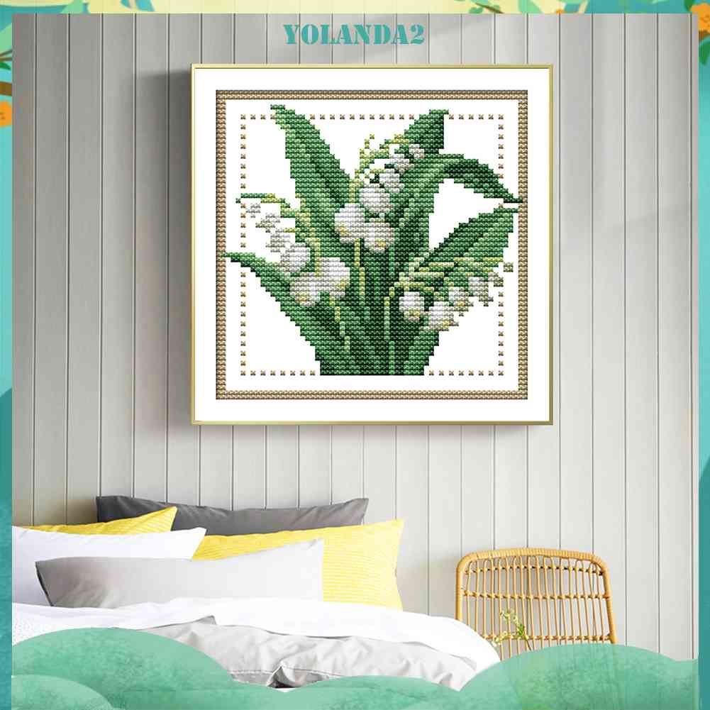 (canvas no printing)  Bộ Dụng Cụ Thêu Tranh Chữ Thập 14CT DIY