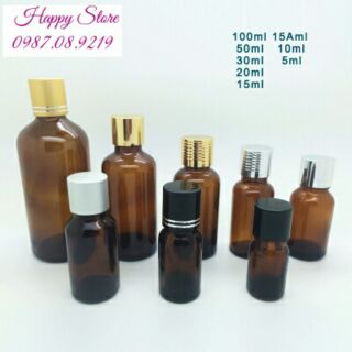 Chai thủy tinh nâu nắp nhỏ giọt từ 10ml đến 100ml