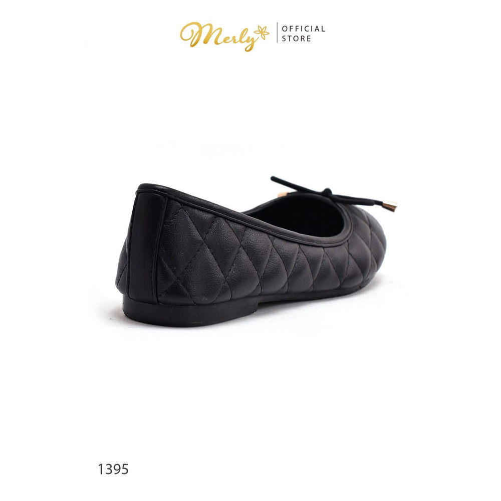 [Form Nhỏ Tăng 1 Size] Giày Búp Bê Mũi Tròn Nơ Xinh Da Chần Chỉ Merly 1395 Giày Bít Nữ Êm Chân, Giày Bệt Nữ Mũi Tròn