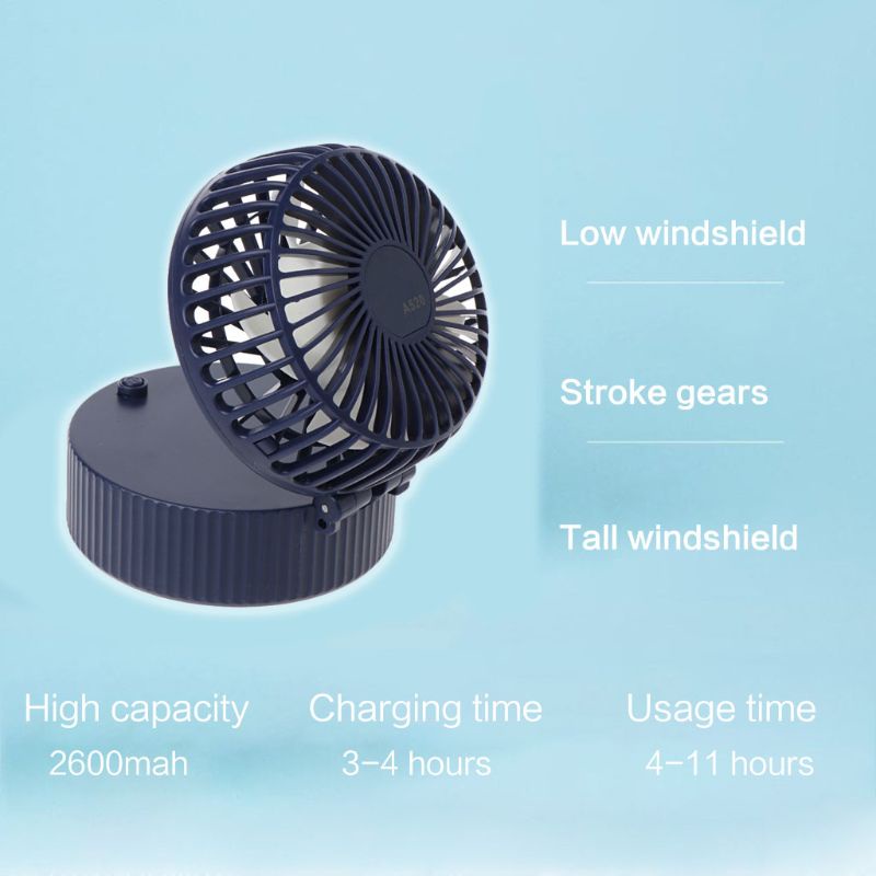 Quạt Mini Cầm Tay Có Thể Sạc Lại Kèm Gương Trang Điểm Tiện Dụng