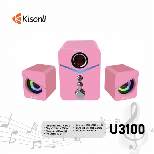 Loa Vi Tính Kisonli U-3100 - Màu Hồng