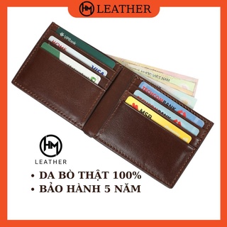 Ví Da Bò Handmade Cao Cấp - Cam Kết 100% Da Bò Thật - Ví ngang - Hàng Chính Hãng Hima Leather - B01