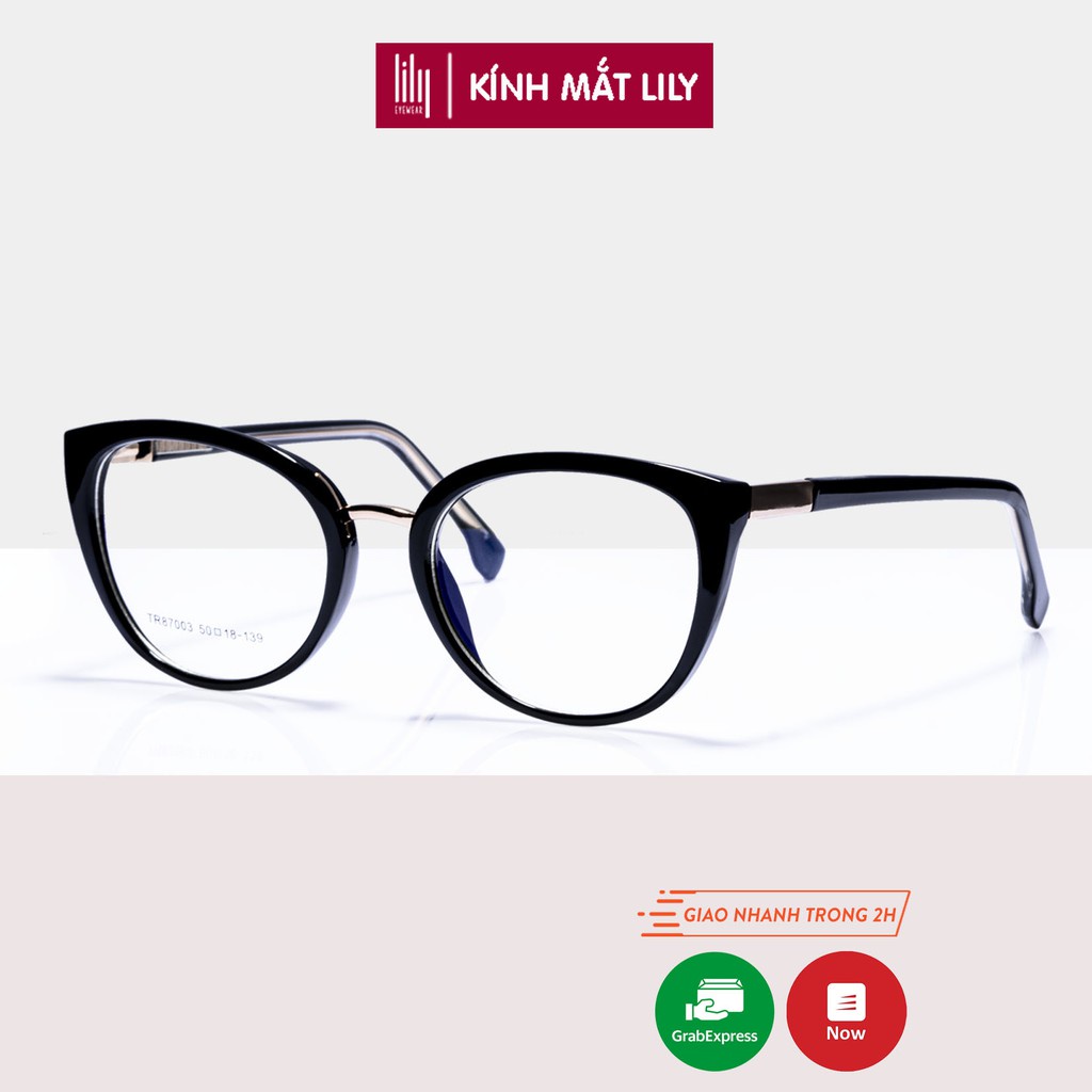 Kính mắt nữ cao cấp Lilyeyewear mắt mèo to chất liệu nhựa cứng cáp màu sắc thời trang 87003