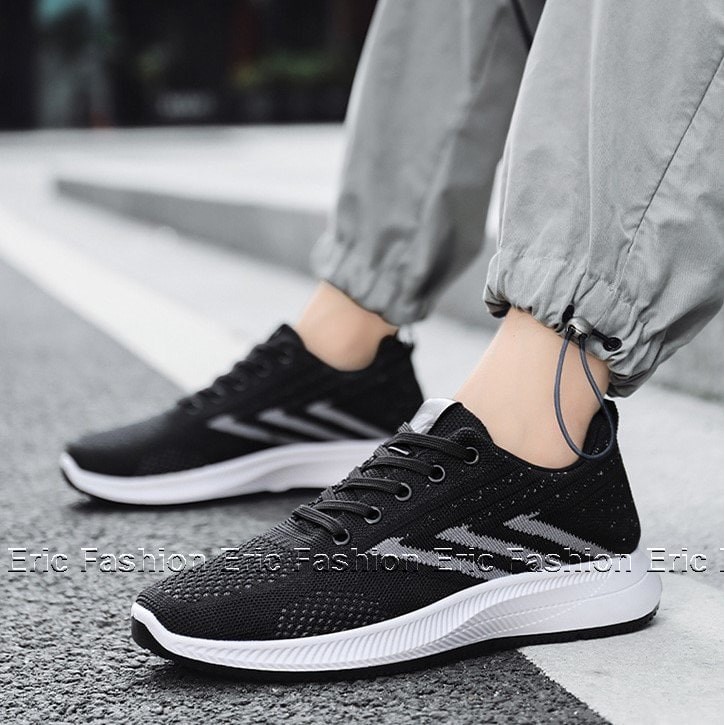 Giày Thể Thao Nam Tập Gym Chạy Bộ Thể Dục Eric Fashion giày sneaker nam hàn quốc cổ thấp 2 màu đen trắng giá rẻ đẹp G685