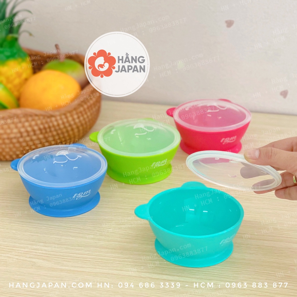 Bát ăn dặm silicon hình gấu cao cấp TGM có nắp,có đế hít chống đổ cho bé