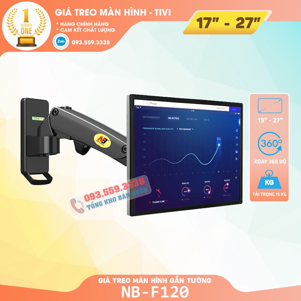 NB F120 / Giá Treo Màn Hình F120 17 - 27 Inch / Lắp Đặt Treo Tường Tùy Chỉnh Đa Năng - Giá Treo Tivi Xoay Màn 360 Độ