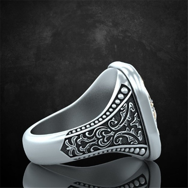 Nhẫn đeo ngón tay kim loại đính đá phong cách retro thời trang dành cho nam