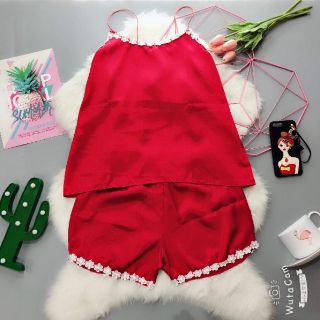 Bộ lụa dây phối ren trắng cao cấp