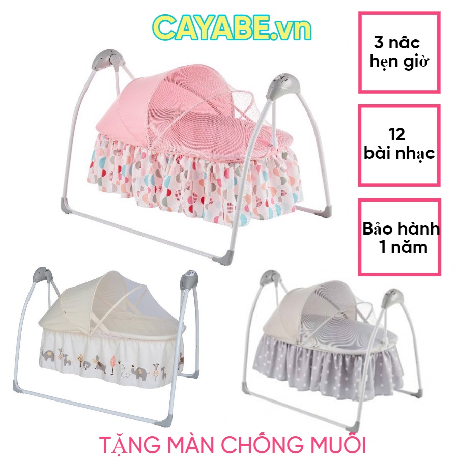 [CAYABE]: Nôi điện tự động ru bé ngủ chính hãng Mastela 239 đủ màu: hồng - xám - be